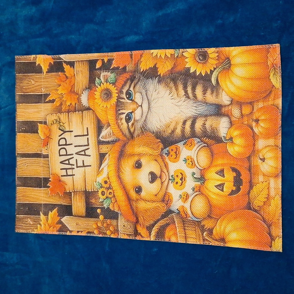 NWOT Happy Fall Puppy & Kitten Garden Flag